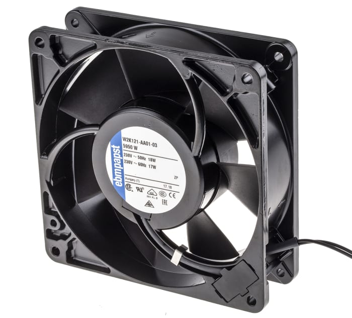 ebm-papst 5900 Series Axial Fan, 230 V ac, AC Operation, 180m³/h, 18W, 78mA Max, 127 x 127 x 38mm