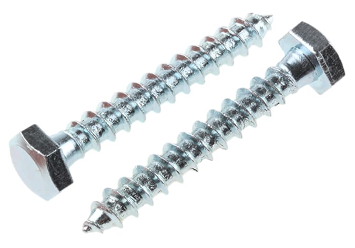 RS PRO Hex Coach Screw, Steel Bright Zinc Plated, 6mm x 40mm