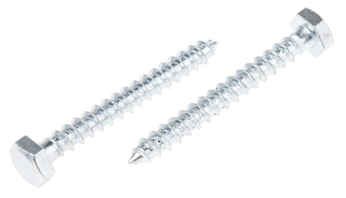 RS PRO Hex Coach Screw, Steel Bright Zinc Plated, 6mm x 50mm