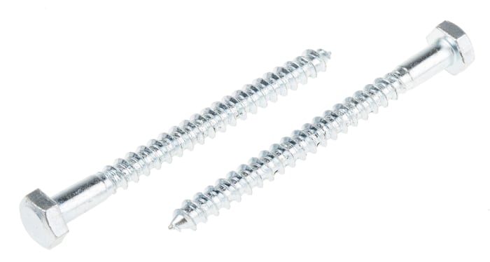 RS PRO Hex Coach Screw, Steel Bright Zinc Plated, 6mm x 70mm