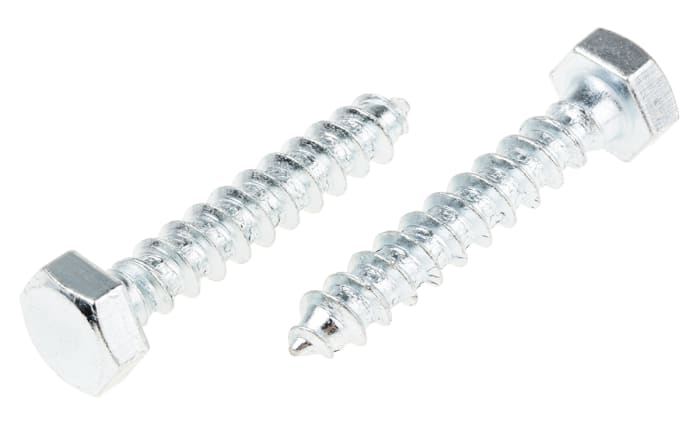 RS PRO Hex Coach Screw, Steel Bright Zinc Plated, 8mm x 45mm