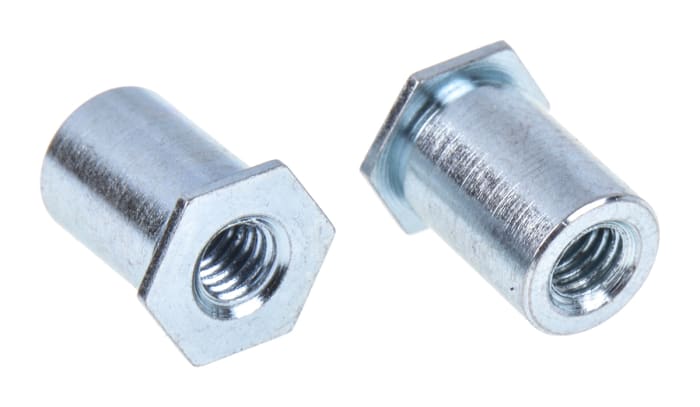 RS PRO Steel Clear Passivated, Zinc Self-Clinching Standoff, M3