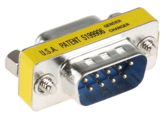 RS PRO D Sub Adapter Male 9 Way D-Sub to Female 9 Way D-Sub