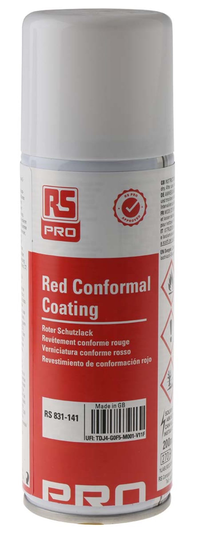 Revestimiento de conformación RS PRO de Resina de Silicona, Aerosol de 200 ml, de color Rojo