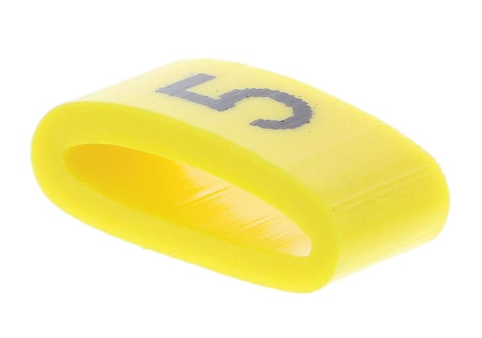 HellermannTyton Ovalgrip Slide-On Cable Marker, Black, Pre-printed "5", 6 mm Cable Yellow, 2.5 mm Cable, 901-10483