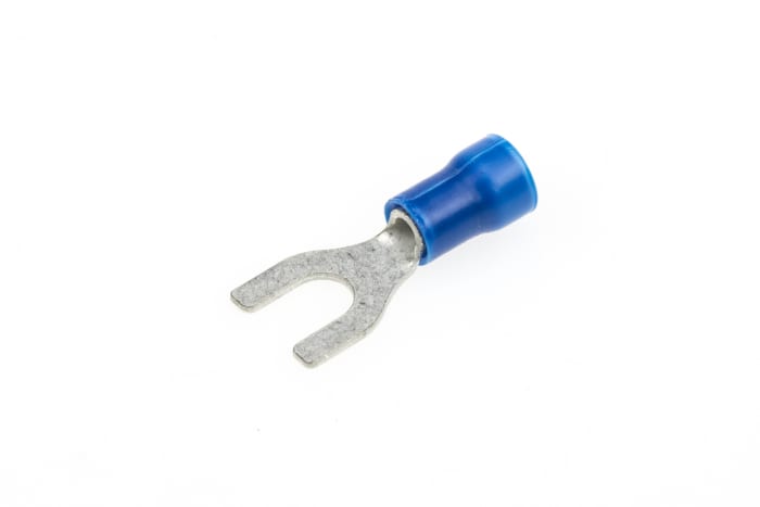 Cosse à fourche à sertir TE Connectivity série PLASTI-GRIP Isolée, Bleu 14AWG 2.6mm² 16AWG 1mm²