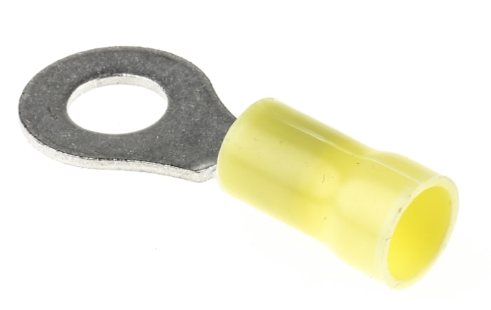 Cosses à œillet TE Connectivity, Isolée, Jaune, 6.6mm², M6, 13.49mm