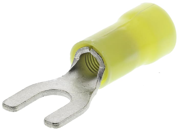 Cosse à fourche à sertir TE Connectivity série PLASTI-GRIP Isolée, Jaune 10AWG 6.6mm² 12AWG 2.6mm²