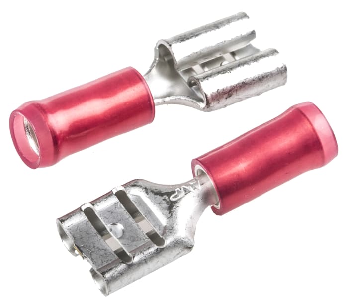 Cosse faston TE Connectivity, Isolée, Rouge, série : PIDG FASTON .250