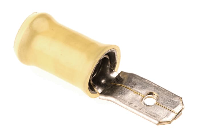 TE Connectivity PIDG FASTON .250 Yellow Insulated Male Spade Connector, Tab, 6.35 x 0.81mm Tab Size, 4mm² to 6mm²