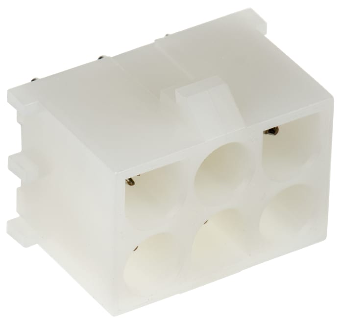 TE Connectivity Universal MATE-N-LOK Series Straight Through Hole Mount PCB Socket, 6-Contact, 6.35mm Pitch, Solder