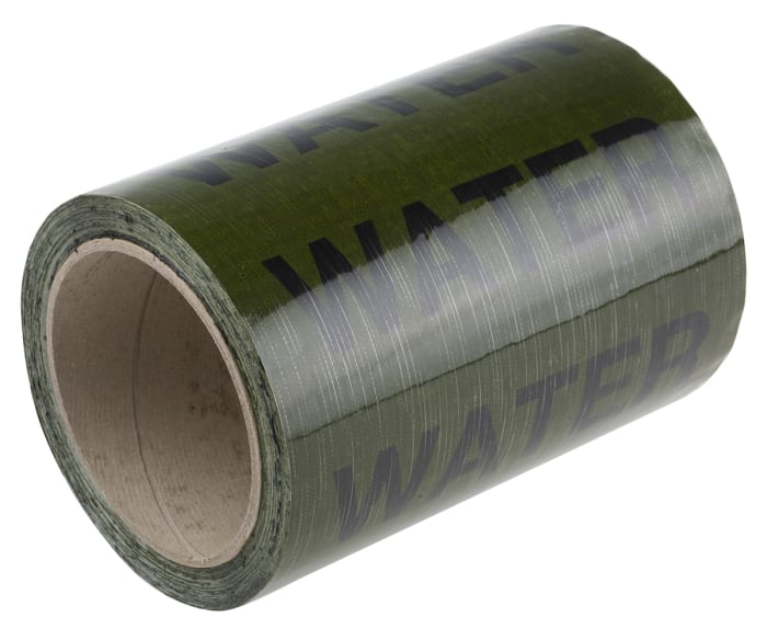 RS PRO Green PP, Vinyl Pipe Marking Tape, text Water, Dim. W 150mm x L 33m
