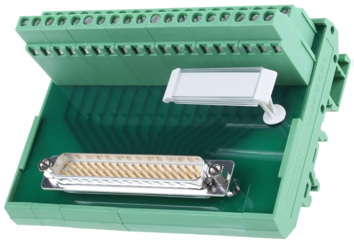 Phoenix Contact FLKM-D37 SUB/S Series 37-Contact Male Interface Module, D-sub Connector, DIN Rail Mount, 2.5A