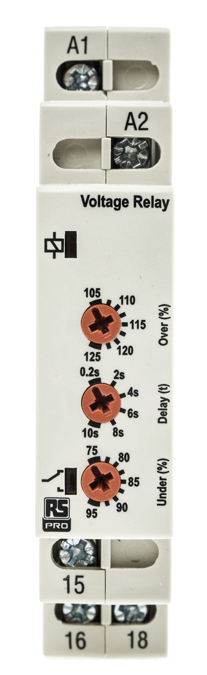 RS PRO Voltage Monitoring Relay, 1 Phase, SPDT, DIN Rail