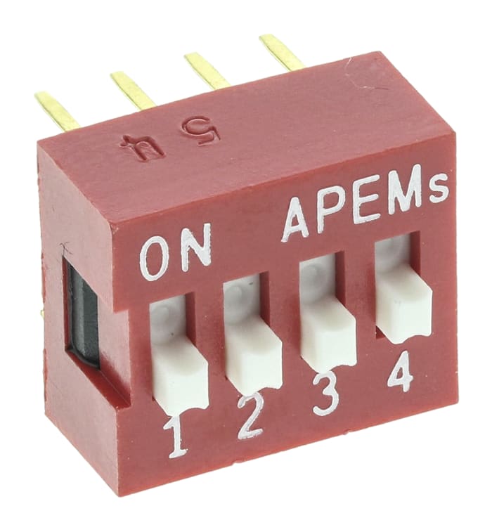 APEM 4 Way Through Hole DIP Switch SPST