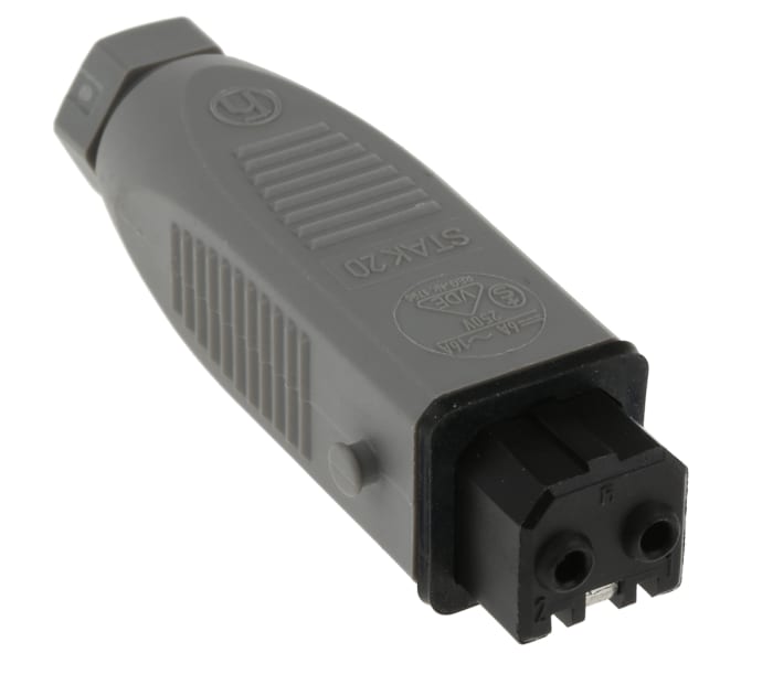 Hirschmann Ağır Hizmet Güç Konnektörü, Priz, 2P+E, 250 V ac/dc, 16A, Kablo Ucuna Monte, Siyah, Gri, IP54
