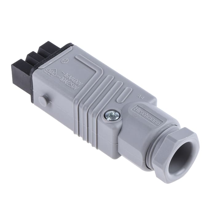Hirschmann Ağır Hizmet Güç Konnektörü, Priz, 3P+E, 250 V dc, 400 V ac, 16A, Kablo Ucuna Monte, Siyah, Gri, IP54