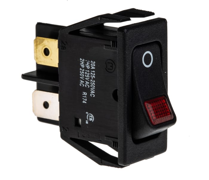 Marquardt Illuminated DPST, On-Off Rocker Switch Panel Mount