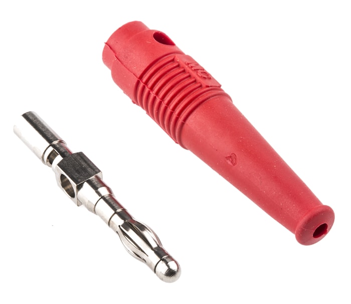 Staubli Red Male Banana Plug, 4 mm Connector, Solder Termination, 32A, 30 V, 60V dc, Nickel Plating