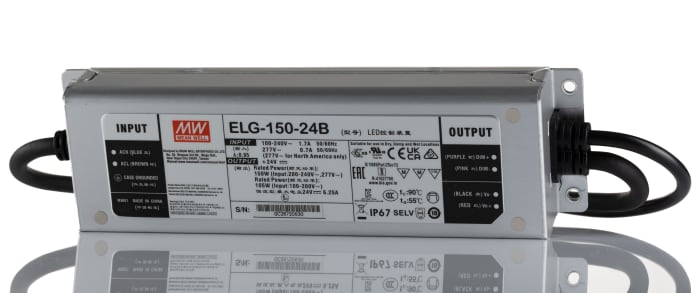 MEAN WELL LED Driver, 24V Output, 150W Output, 6A Output, Constant Current / Constant Voltage Dimmable
