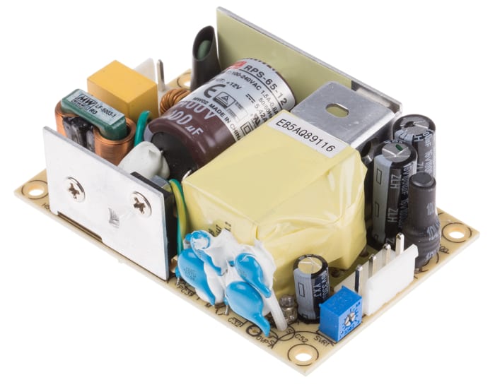 Fuente de alimentación conmutada MEAN WELL, 12V dc, 5.42A, 65W, 1 salida, para uso médico, Montaje en PCB