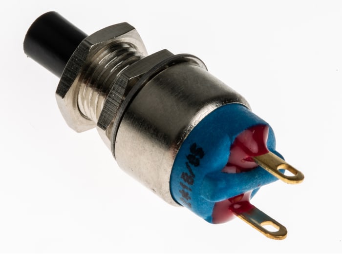 APEM Miniature Push Button Switch, Momentary, Panel Mount, 6.35mm Cutout, SPST, 250V ac