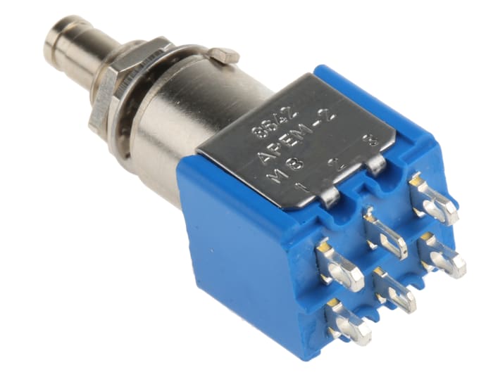 APEM Miniature Push Button Switch, Momentary, Panel Mount, 6.5mm Cutout, DPDT, 250V ac