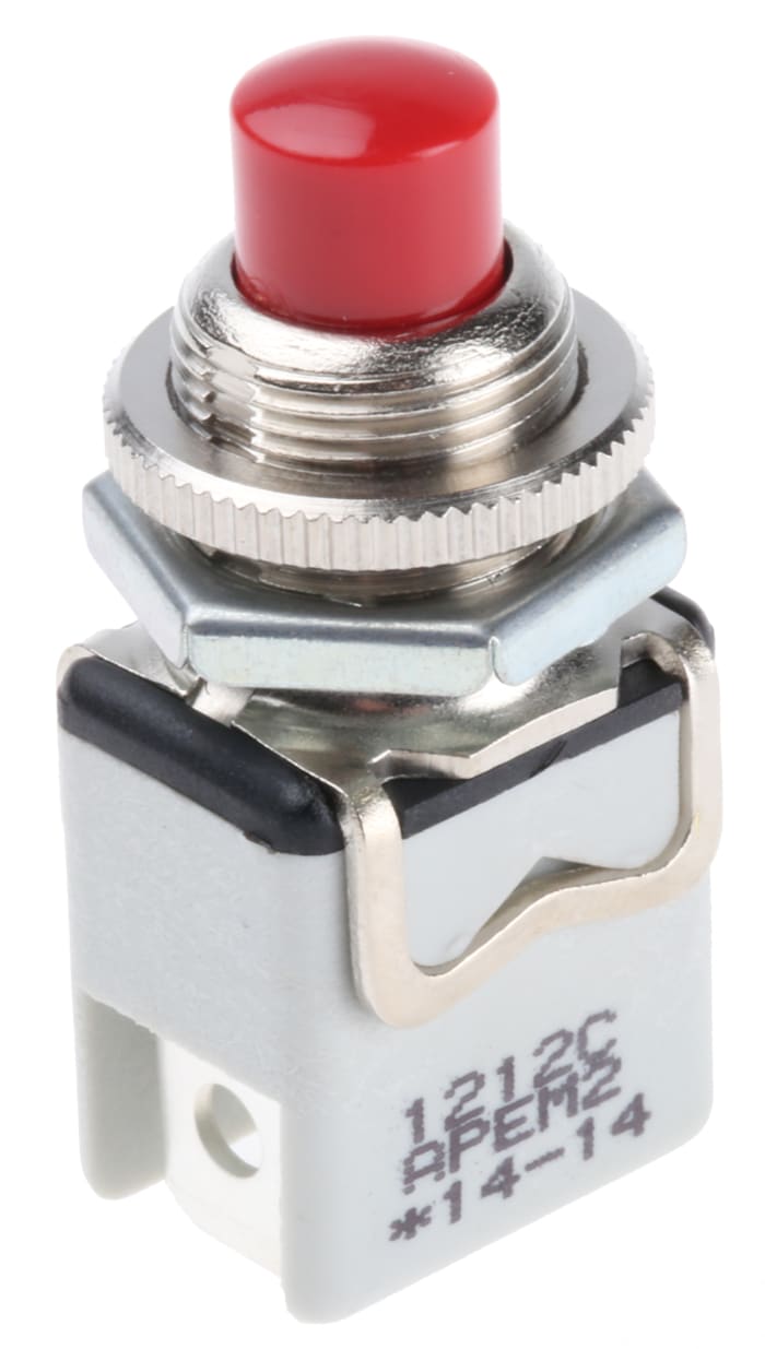 APEM Push Button Switch, Momentary, Panel Mount, 12.2mm Cutout, SPST, 250V ac