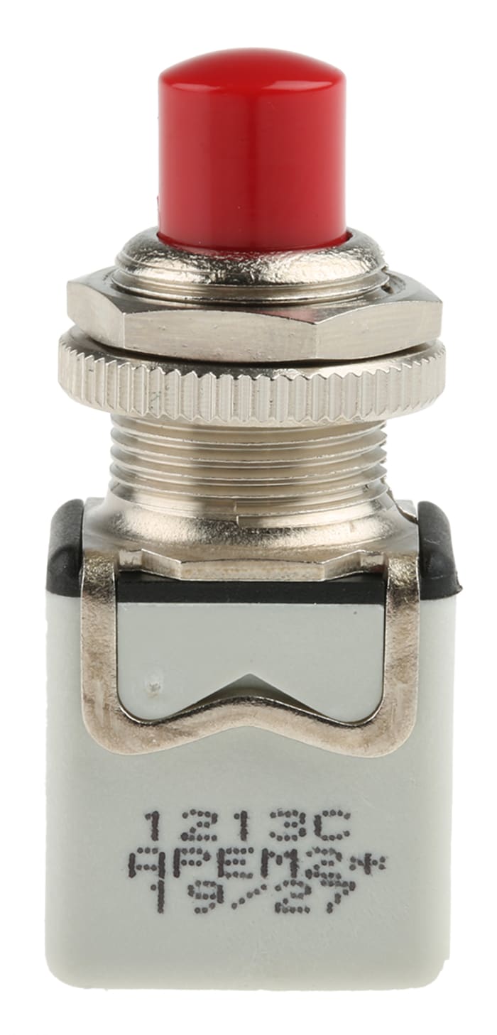 APEM Push Button Switch, Momentary, Panel Mount, 12.2mm Cutout, SPST, 250V ac