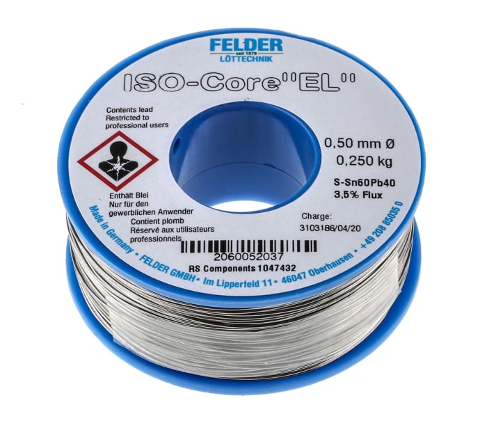 Felder Lottechnik Wire, 0.5mm Lead solder, 183°C Melting Point