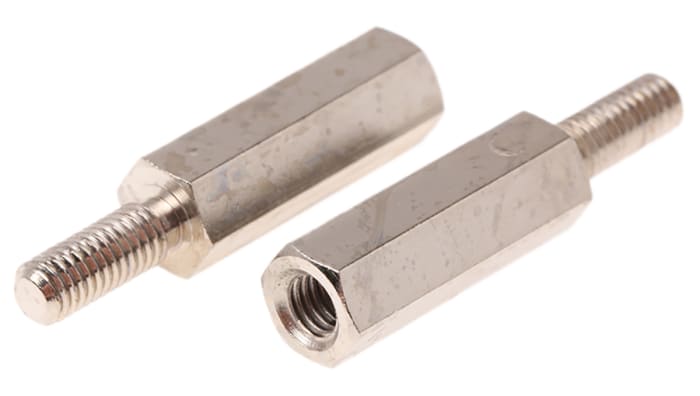 Essentra Standoff, M3 x M3 Thread, 15mm Body, Brass, Male/Female, 8mm Stud