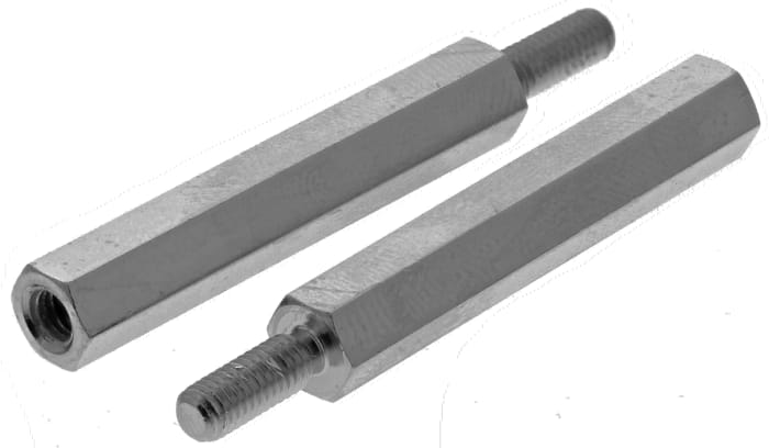 Separador roscado hexagonal Macho/Hembra Essentra, M3 x M3, long. 30mm, rosca macho 8mm, rosca hembra 10mm, de Latón