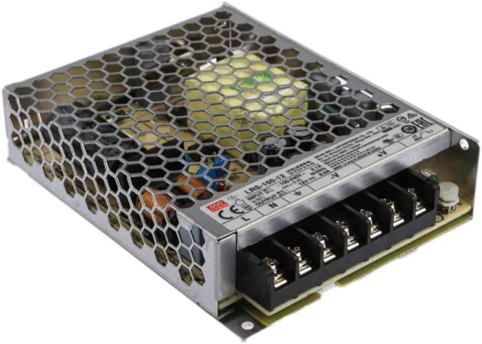 MEAN WELL Switching Power Supply, LRS-100-12RS, 12V dc, 8.5A, 102W, 1 Output, 120 → 373 V dc, 85 → 264 V