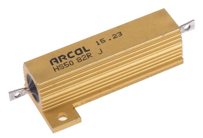 Resistencia de montaje en panel Arcol de 82 Ω ±5 %, 50 W HS50 82R J, Aluminio, Axial, Bobinado de hilo