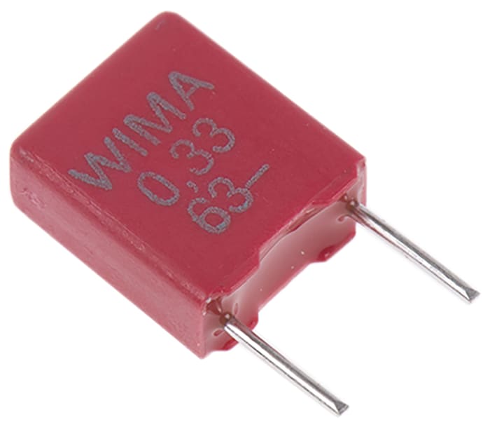 WIMA MKS2 Polyester Film Capacitor, 40 V ac, 63 V dc, ±10%, 330nF, Through Hole