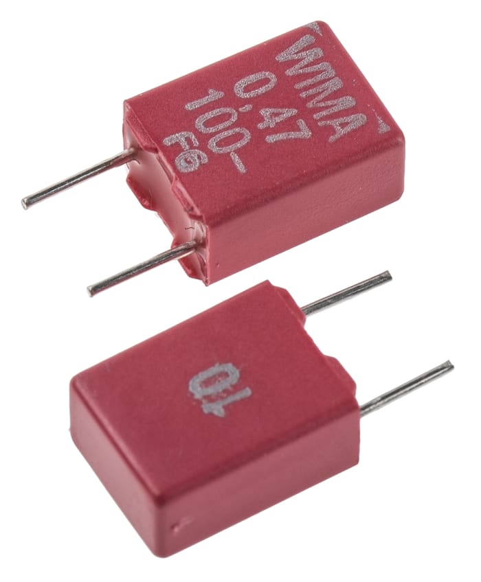WIMA MKS2 Polyester Film Capacitor, 63 V ac, 100 V dc, ±10%, 470nF, Through Hole