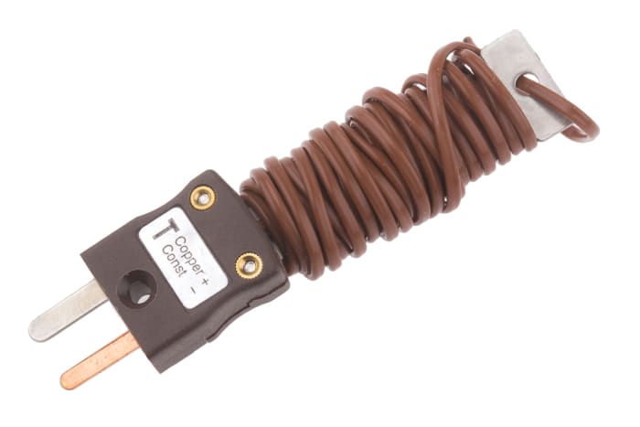 Thermocouple à jonction exposée RS PRO type T Ø 1/0.3mm, L 2m, +220°C max à Fiche mâle miniature