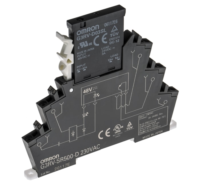 Omron G3RV-SR Series Solid State Interface Relay, 230 V ac Control, 3 A Load, DIN Rail Mount