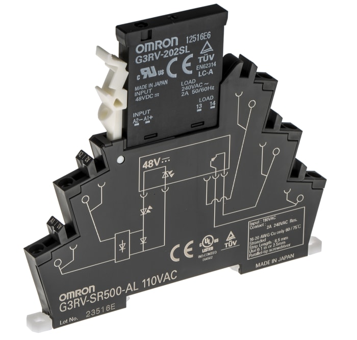 Omron G3RV-SR Series Solid State Relay, 2 A Load, DIN Rail Mount, 264 V ac Load, 110 V ac Control