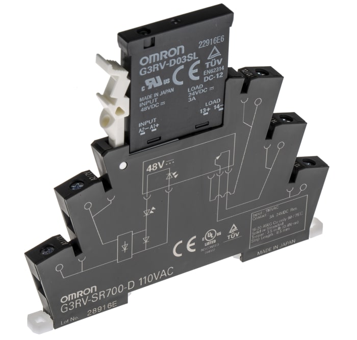 Omron G3RV-SR Series Solid State Interface Relay, 110 V ac Control, 3 A Load, DIN Rail Mount