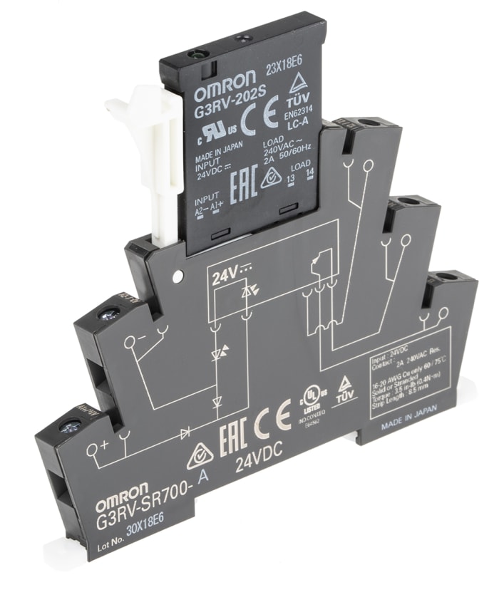Omron G3RV-SR Series Solid State Interface Relay, 24 V dc Control, 2 A Load, DIN Rail Mount