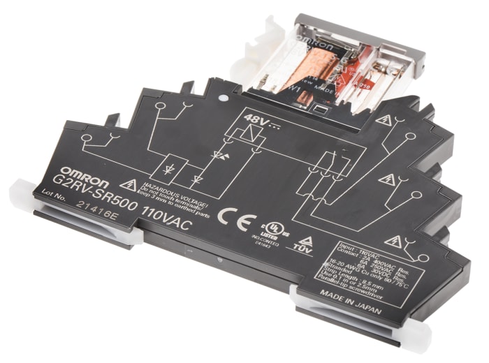 Relé de potencia sin enclavamiento Omron G2RV de 1 polo, SPDT, bobina 110V ac, 6A, Carril DIN