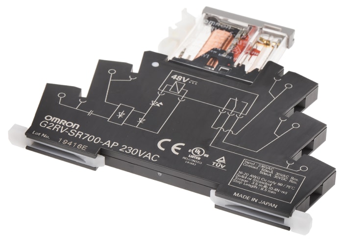 Omron G2RV Series Interface Relay, DIN Rail Mount, 230V ac Coil, SPDT, 1-Pole, 50mA Load