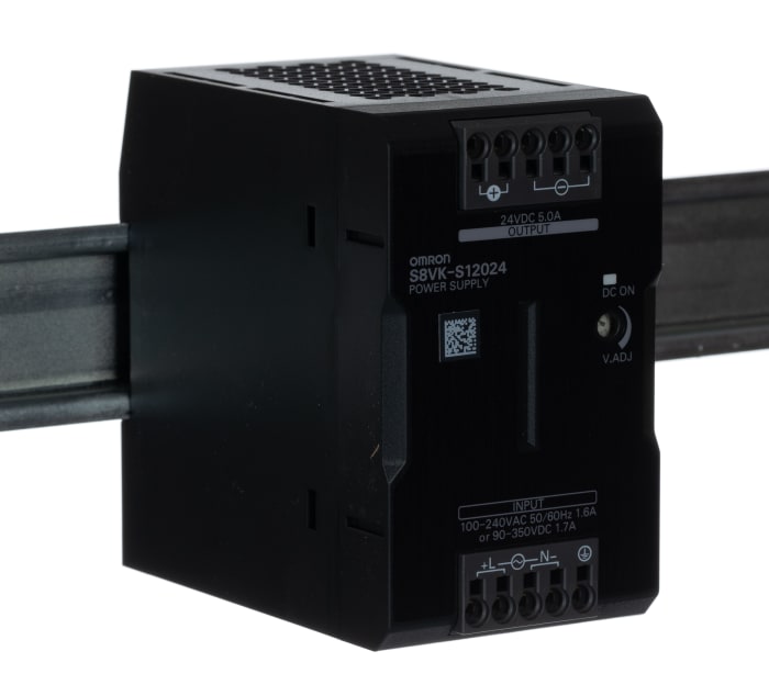 Omron S8VK-S DIN Rail Power Supply, 85 → 264V ac ac, dc Input, 24V dc dc  Output, 5A Output, 120W