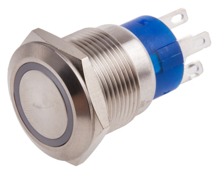 RS PRO Illuminated Push Button Switch, Momentary, Panel Mount, 19.2mm Cutout, SPDT, Yellow LED, 250V ac, IP67