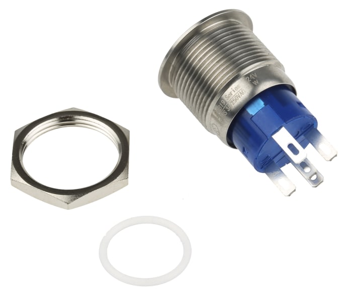 RS PRO Illuminated Push Button Switch, Momentary, Panel Mount, 19.2mm Cutout, SPDT, White LED, 250V ac, IP67