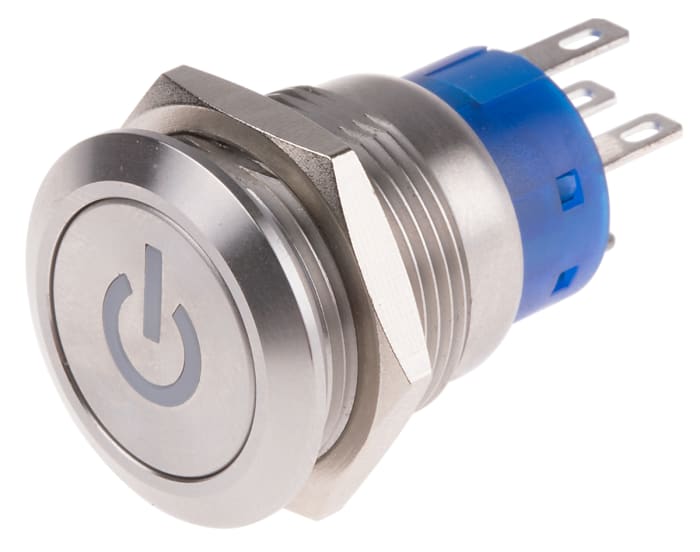 RS PRO RS PRO Illuminated Push Button Switch, Latching, Panel Mount, 19mm Cutout, SPDT, White