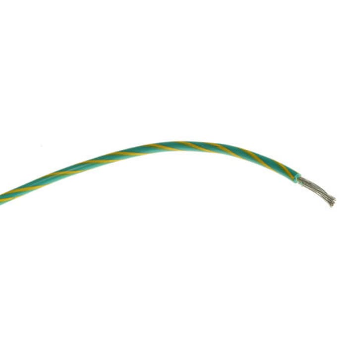 3057 GY005 Alpha Wire, Alpha Wire Green/Yellow 1.3 mm² Hook Up Wire, 16 AWG,  26/0.25 mm, 30m, PVC Insulation, 111-5901