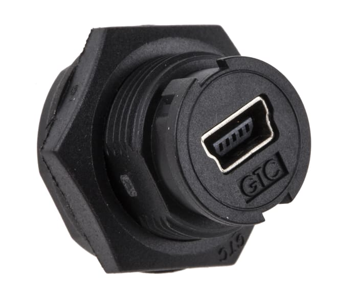 RS PRO Straight, Panel Mount, Socket to Socket Type Mini B to Mini B IP67 USB Connector