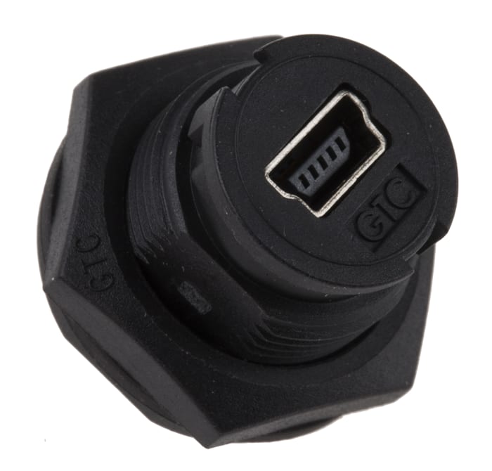 RS PRO Straight, Panel Mount, Socket Type Mini B IP67 USB Connector